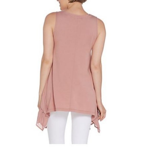 LOGO Cotton Modal Tank w/ Side Ruffle Detail 4619 - Picture 2 of 3